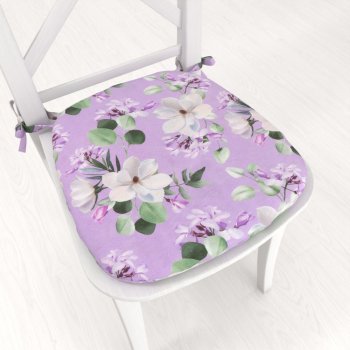 Oblý podsedák PML-044 Květy magnolie na fialovém - 39x37x3 cm - Biante.cz Oblý podsedák PML-044 Květy magnolie na fialovém - 39x37x3 cm - Biante.cz
