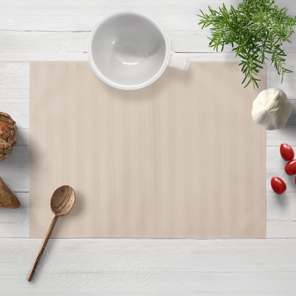 Damaškové prestieranie na stôl Atlas Grádl béžové pásiky 2 cm DM-018 - Biante.sk