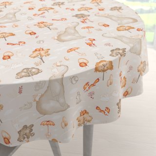 Dětský bavlněný kulatý ubrus Sandra SA-692 Slon a jeho kamarádi na světle šedobéžovém - Biante.cz Dětský bavlněný kulatý ubrus Sandra SA-692 Slon a jeho kamarádi na světle šedobéžovém - Biante.cz