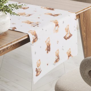 Dětský bavlněný běhoun na stůl Sandra SA-732 Medvědí miminka na bílém - Biante.cz