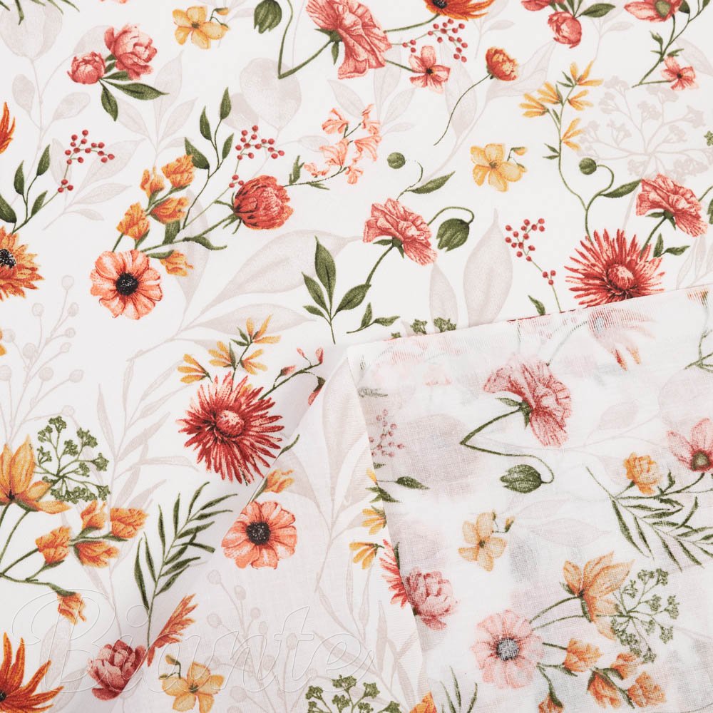 Bavlněná látka/plátno Sandra SA-731 Červený květinový vzor na bílém - šířka 160 cm - detail 4 - Biante.cz