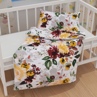 Dětské bavlněné povlečení do postýlky Sandra SA-217 Velké žluté květy - detail 1 - Biante.cz