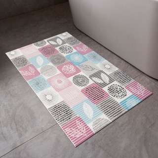 Kúpeľňová penová rohož / predložka PRO-027 Ružovo-modré dlaždice - metráž šírka 65 cm - detail 1 - Biante.sk Kúpeľňová penová rohož / predložka PRO-027 Ružovo-modré dlaždice - metráž šírka 65 cm - detail 1 - Biante.sk