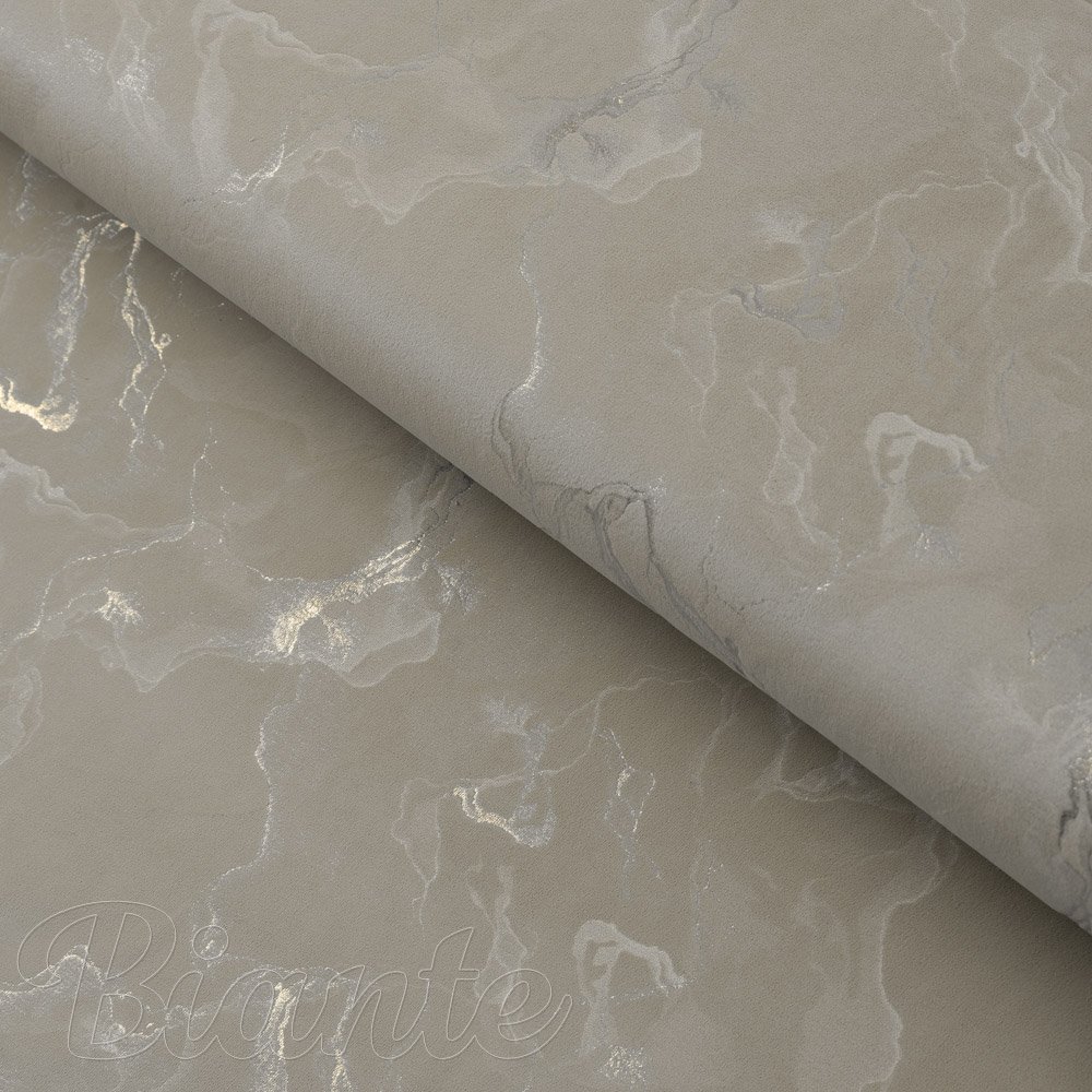 Sametová látka Isabela IBL-019 Zlatý/kouřový mramor na šedobéžovém - šířka 280 cm - Biante.cz