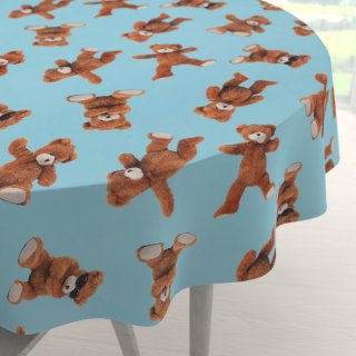 Dětský bavlněný kulatý ubrus Sandra SA-724 Plyšoví medvídci na modrém - Biante.cz