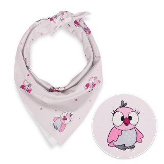 Detská bavlnená šatka Sandra SA-726 Ružové sovičky na bledo ružovom - Biante.sk