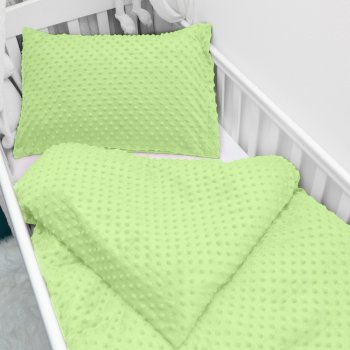 Dětské povlečení do postýlky Minky 3D puntíky MKP-005 Pastelové světle zelené - Biante.cz