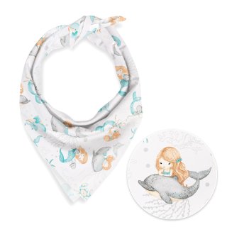 Dětský bavlněný šátek Sandra SA-691 Modrozelené mořské panny s delfíny a velrybami na bílém - Biante.cz Dětský bavlněný šátek Sandra SA-691 Modrozelené mořské panny s delfíny a velrybami na bílém - Biante.cz