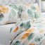 Bavlněné ložní povlečení Sandra SA-748 Hnědo-zelené akvarelové listy na bílém - Biante.cz