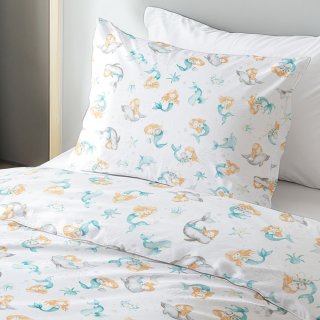 Dětské bavlněné ložní povlečení Sandra SA-691 Modrozelené mořské panny s delfíny a velrybami na bílém - detail 1 - Biante.cz Dětské bavlněné ložní povlečení Sandra SA-691 Modrozelené mořské panny s delfíny a velrybami na bílém - detail 1 - Biante.cz