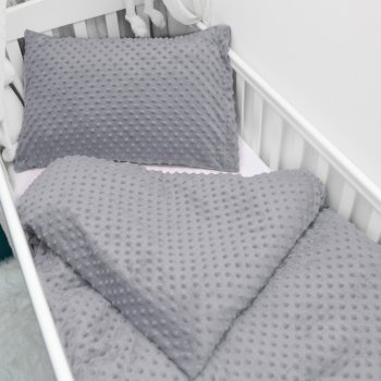 Dětské povlečení do postýlky Minky 3D puntíky MKP-048 Šedé - Biante.cz