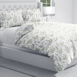 Bavlněné ložní povlečení Sandra SA-718 Zelené natě bylinek na bílém - detail 1 - Biante.cz