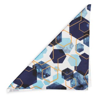 Bavlnená šatka Sandra SA-574 Modré hexagóny na bielom - detail 1 - Biante.sk
