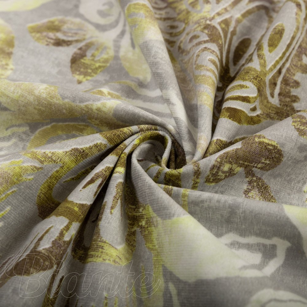 Sametová látka Tamara TMR-055 Abstraktní zelené květy na zelenošedém - šířka 150 cm - detail 4 - Biante.cz