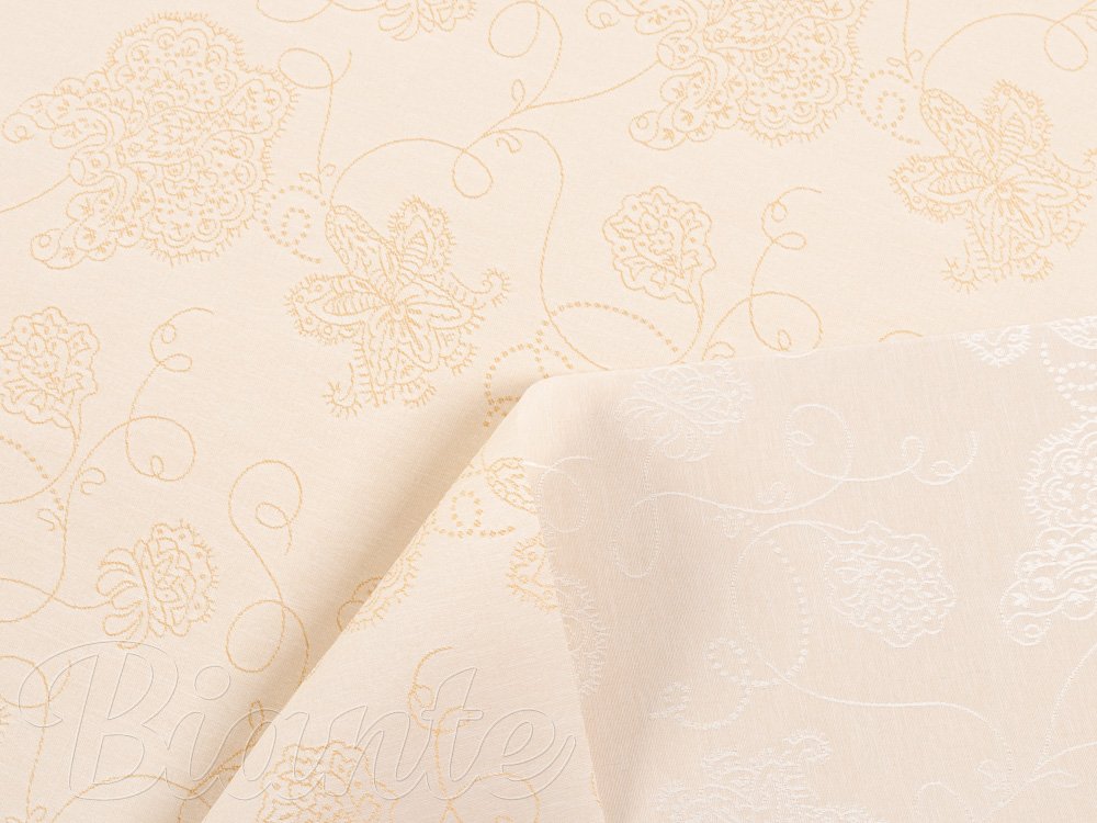 Teflonová látka na ubrusy TF-099 Zlaté květované ornamenty na béžovém - šířka 180 cm - detail 6 - Biante.cz Teflonová látka na ubrusy TF-099 Zlaté květované ornamenty na béžovém - šířka 180 cm - detail 6 - Biante.cz