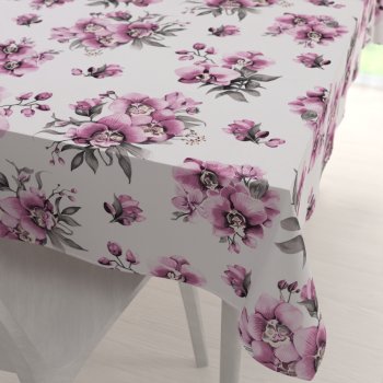Bavlněný obdélníkový ubrus Sandra SA-623 Lila orchideje na bílém - Biante.cz Bavlněný obdélníkový ubrus Sandra SA-623 Lila orchideje na bílém - Biante.cz