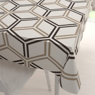 Bavlněný obdélníkový ubrus Sandra SA-558 Hnědé hexagony na krémovém - Biante.cz Bavlněný obdélníkový ubrus Sandra SA-558 Hnědé hexagony na krémovém - Biante.cz
