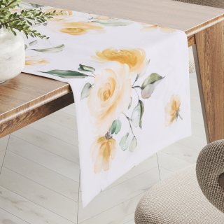 Teflonový běhoun na stůl TF-043 Žluté růže na bílém - Biante.cz Teflonový běhoun na stůl TF-043 Žluté růže na bílém - Biante.cz