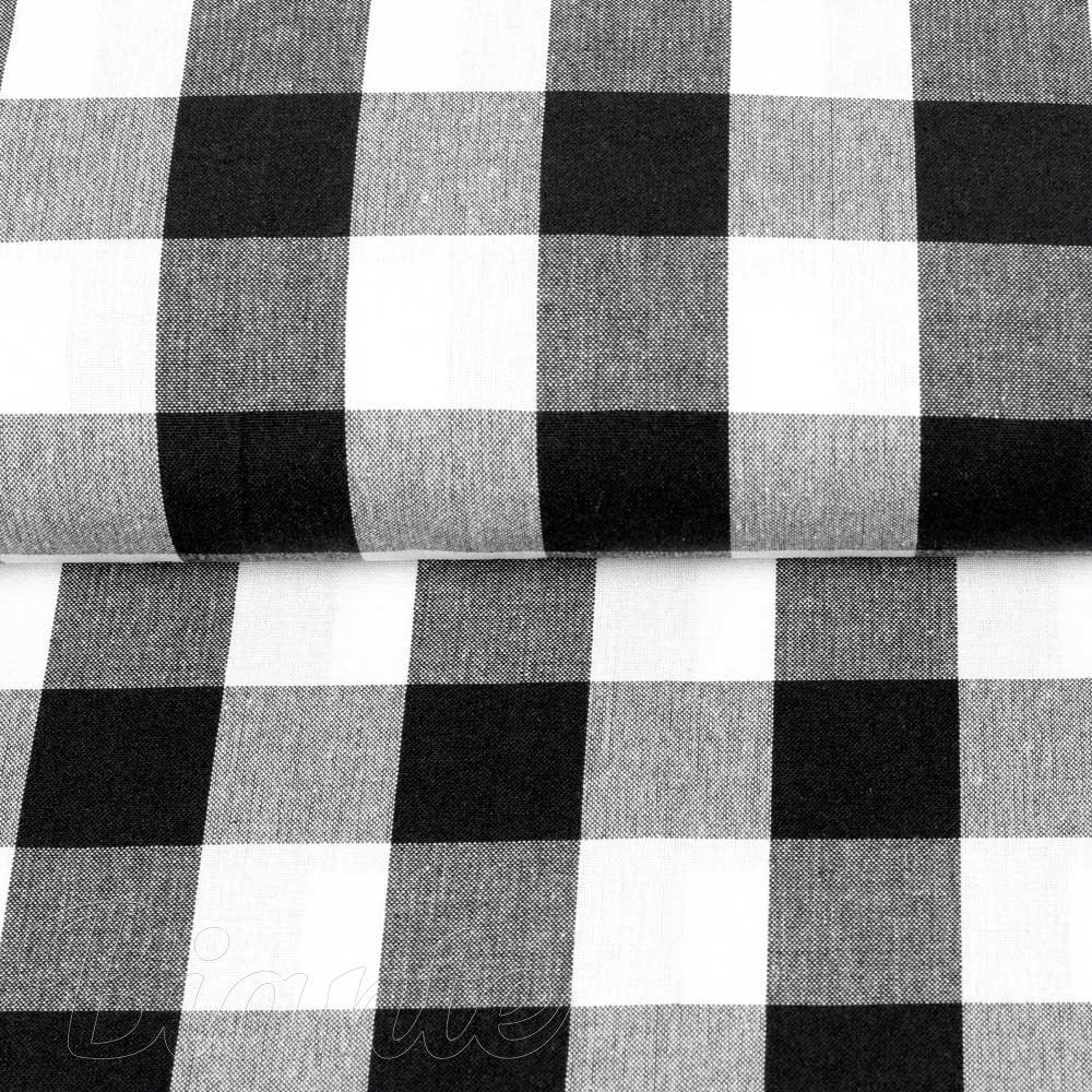 Bavlněná látka Olivia OL-004 Černo-bílá kostka velká - šířka 150 cm - detail 2 - Biante.cz