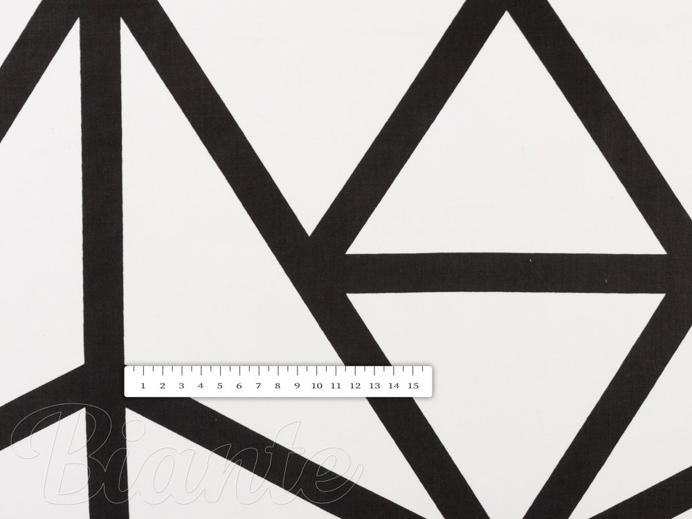 Bavlněná látka/plátno Sandra SA-577 Černé geometrické vzory na bílém - šířka 160 cm - detail 3 - Biante.cz