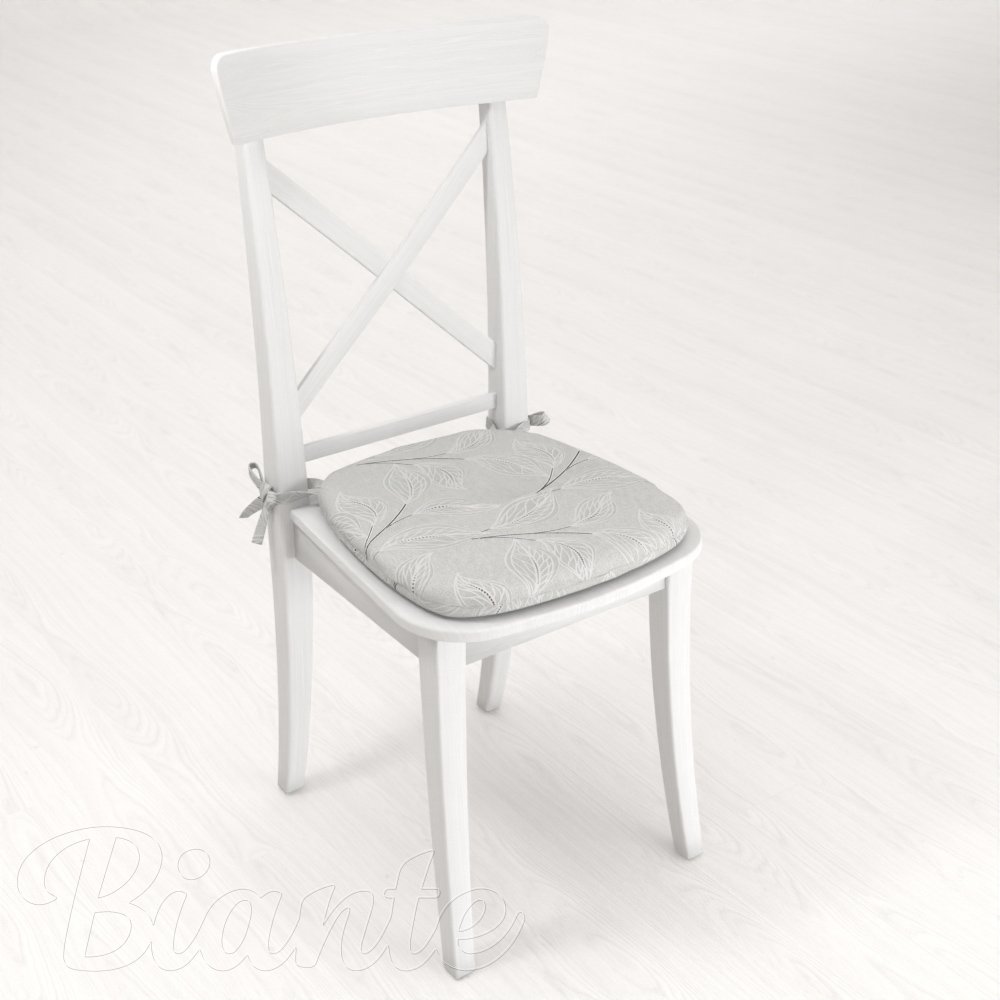 Oblý podsedák Leona LN-165 Pnoucí lístky na šedém - 39x37x3 cm - detail 2 - Biante.cz