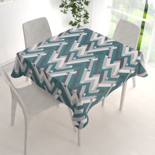 Sametový čtvercový ubrus Tamara TMR-026 Zeleno-šedý designový cik-cak - detail 1 - Biante.cz