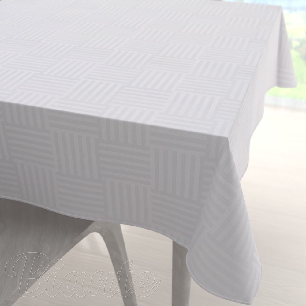 Dekoračný štvorcový obrus Monako PM-124 Pruhovaná šachovnica biela - Biante.sk