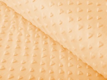 Dětská látka Minky 3D srdíčka MKS-007 Světle meruňková - šířka 150 cm - Biante.cz
