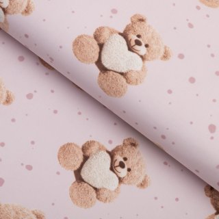 Dětská bavlněná látka/plátno Sandra SA-723 Medvídci se srdíčky na fialkovém - šířka 160 cm - Biante.cz