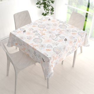 Bavlněný čtvercový ubrus Sandra SA-526 Hnědé vlčí máky na bílém - detail 1 - Biante.cz