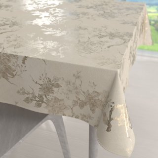 Sametový čtvercový ubrus Isabela Flower IBL-023 Zlaté květy na krémovém - Biante.cz