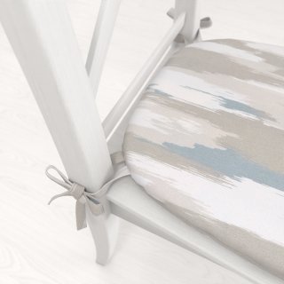 Zamatový oblý podsedák Tamara TMR-024 Sivo-béžovo-biele žíhané pásy - 39x37x3 cm - detail 1 - Biante.sk