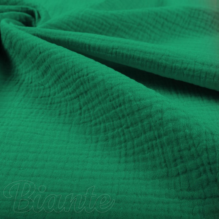 Mušelín dvojitá gázovina MSN-096 Sýto zelená - metráž šírka 135 cm - detail 6 - Biante.sk