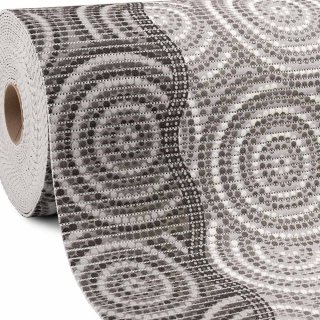 Kúpeľňová penová rohož / predložka PRO-107 Sivo-čierne kruhy a vlnky - metráž šírka 65 cm - Biante.sk