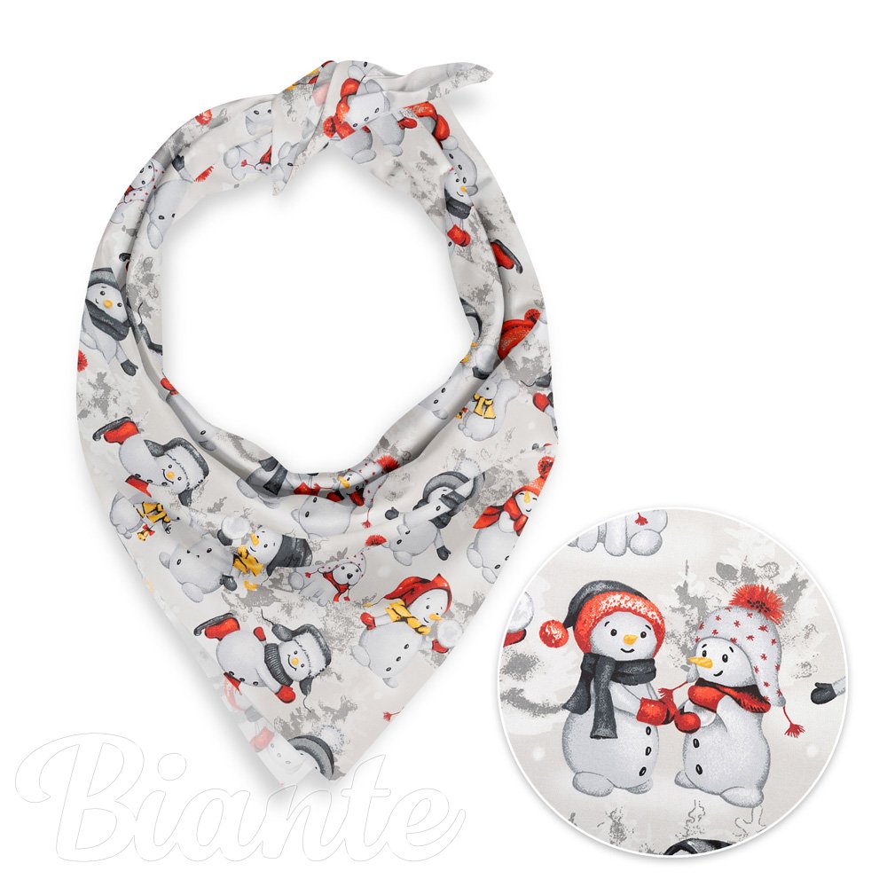 Dětský bavlněný šátek Sandra SA-661 Sněhuláci na světle šedém - Biante.cz