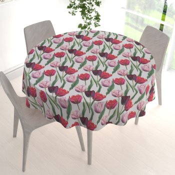 Dekorační kulatý ubrus Terra TRA-001 Tulipány na kouřově šedém - detail 1 - Biante.cz