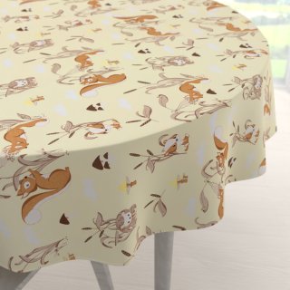 Dětský bavlněný kulatý ubrus Sandra SA-700 Veverky a ježci na světle vanilkovém - Biante.cz Dětský bavlněný kulatý ubrus Sandra SA-700 Veverky a ježci na světle vanilkovém - Biante.cz