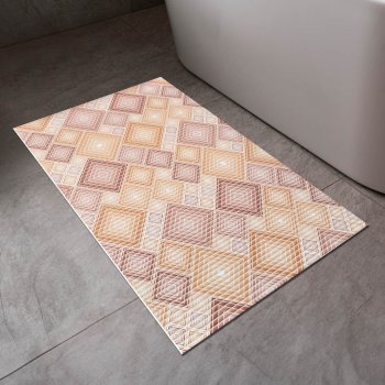 Koupelnová pěnová rohož / předložka PRO-111 Hnědo-béžové designové čtverce - metráž šířka 65 cm