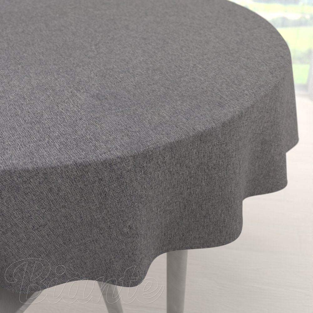 Velký dekorační kulatý ubrus BKT-551 Šedý režný - Biante.cz