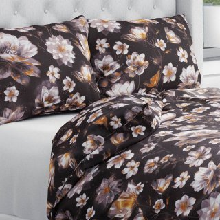 Bavlněné ložní povlečení Sandra SA-625 Magické lekníny na temně hnědém - Biante.cz Bavlněné ložní povlečení Sandra SA-625 Magické lekníny na temně hnědém - Biante.cz