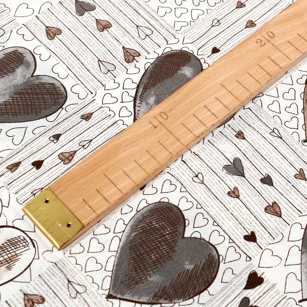 Bavlněná látka/plátno Sandra SA-027 Tmavé srdce na smetanovém - šířka 145 cm - detail 3 - Biante.cz