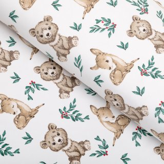 Dětská bavlněná látka/plátno Sandra SA-470 Medvídci a koloušci na bílém - šířka 160 cm - Biante.cz