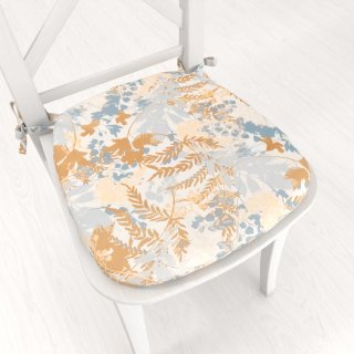 Zamatový oblý podsedák Tamara TMR-043 Hnedo-modré designové rastliny - 39x37x3 cm - Biante.sk