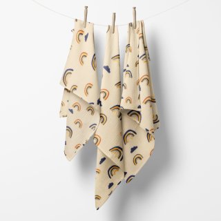 Mušelínová plena/dečka Nature MSN-073 Duhy na krémově žlutém - ZVÝHODNĚNÁ SADA 3 KS - detail 1 - Biante.cz Mušelínová plena/dečka Nature MSN-073 Duhy na krémově žlutém - ZVÝHODNĚNÁ SADA 3 KS - detail 1 - Biante.cz