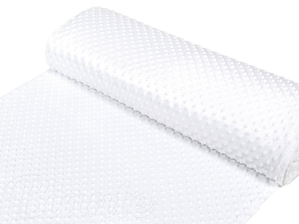 Dětská látka Minky 3D puntíky MKP-033 Sněhově bílá - šířka 150 cm - detail 2 - Biante.cz
