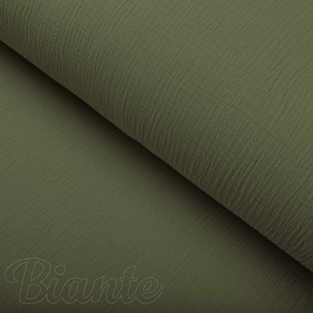 Mušelín dvojitá gázovina MSN-022 Tmavá olivově zelená - metráž šířka 140 cm - detail 4 - Biante.cz