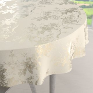 Sametový kulatý ubrus Isabela Flower IBL-022 Zlaté květy na smetanovém - Biante.cz Sametový kulatý ubrus Isabela Flower IBL-022 Zlaté květy na smetanovém - Biante.cz