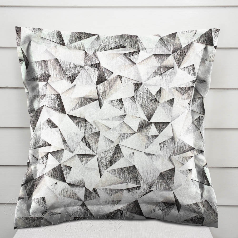 Dekorační povlak na polštář s lemem Porto PRT-008 Šedo-béžové krystaly - Biante.cz