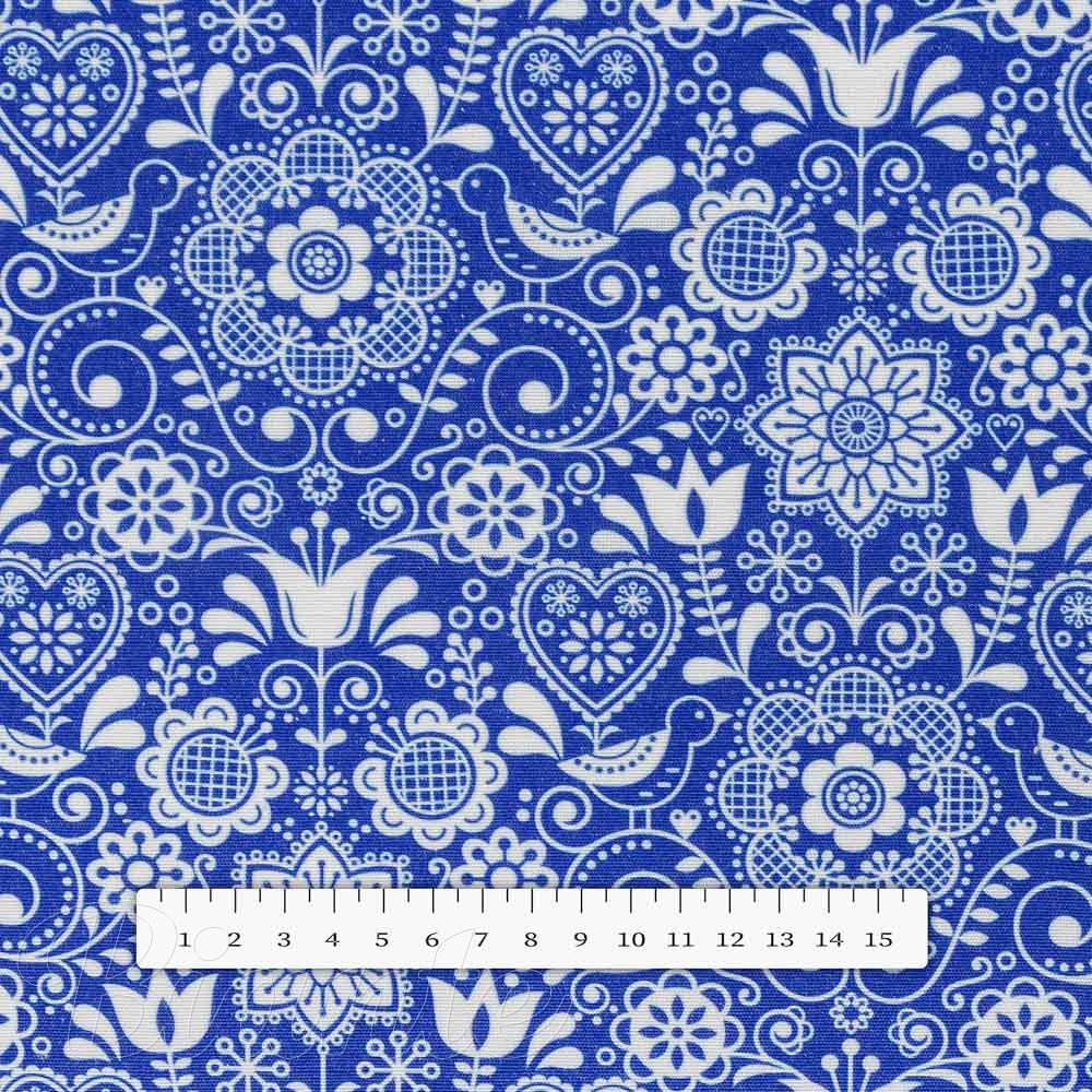 Dekorační látka PML-100 Modro-bílý lidový ornament - šířka 150 cm - detail 5 - Biante.cz