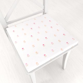 Teflónový štvorcový podsedák TF-115 Farebné tulipániky na bielom - 38x38x3 cm - Biante.sk